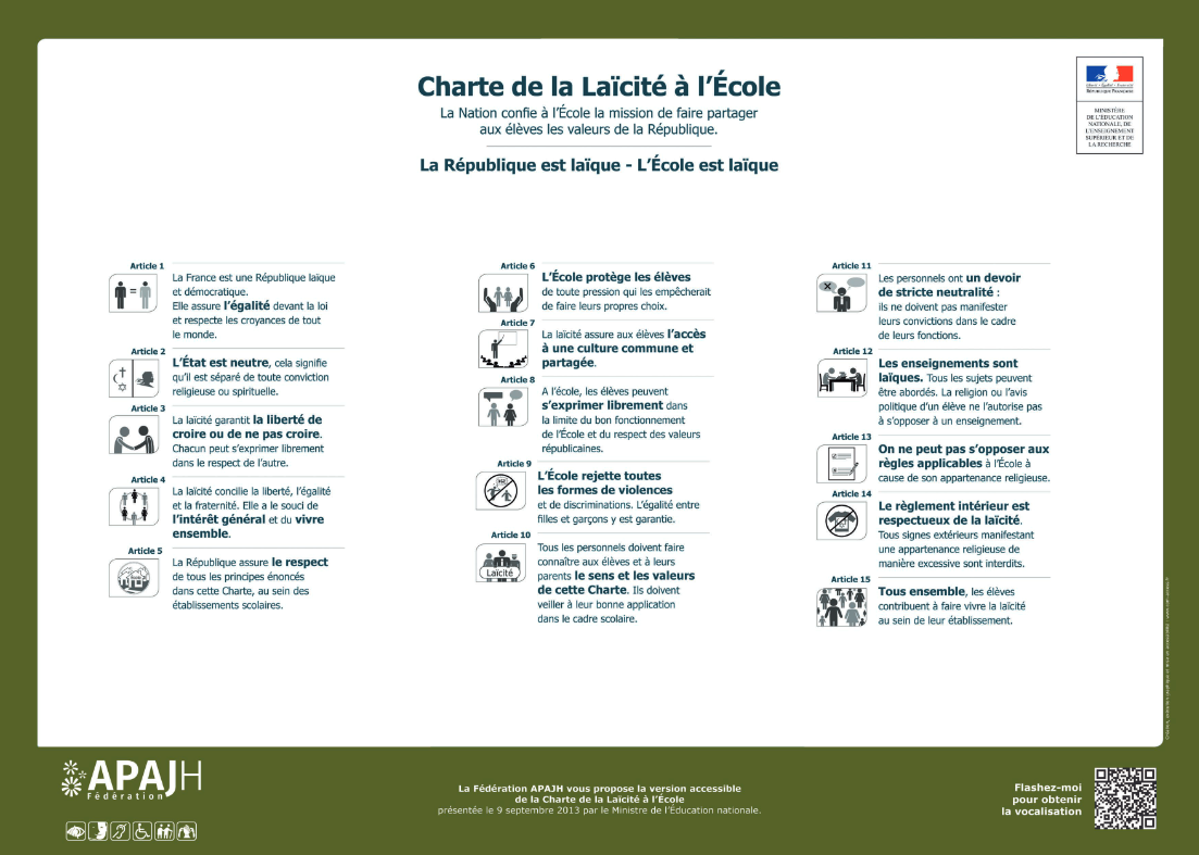 Charte de la laïcité à l’école rendue accessible à tous - Fédération APAJH